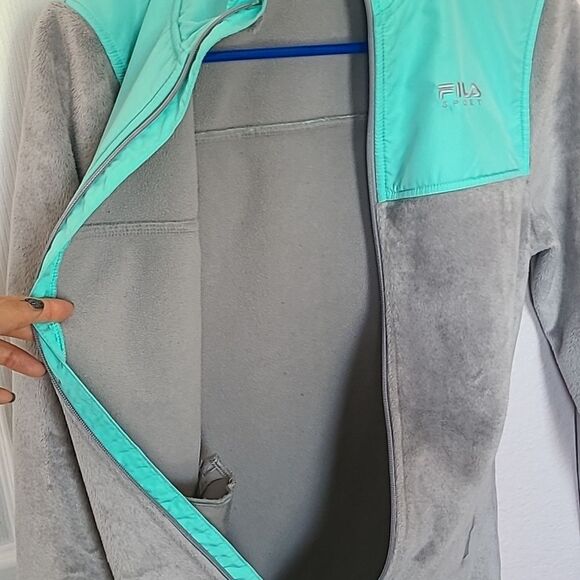 Fila Blue and Gray Ski Jacket Full Zip Stand-Up Collar - Picture 7 of 7